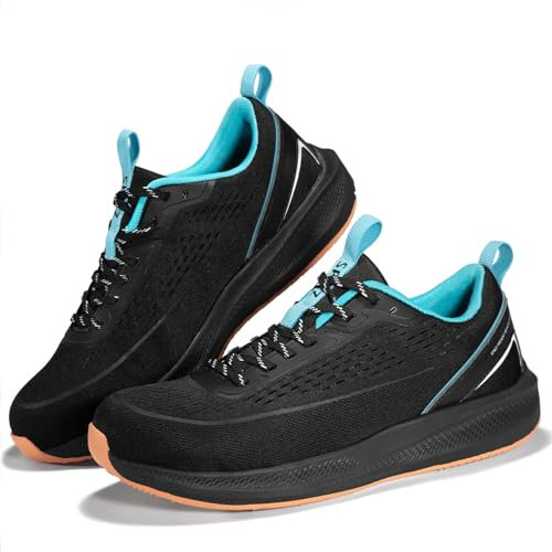 SPIEZ Zapatos de Seguridad Hombre, Anti-pinchazos no Punta de Acero Zapatillas Seguridad Hombre, Ligero Transpirable Zapatillas Trabajo Negro EU40-46