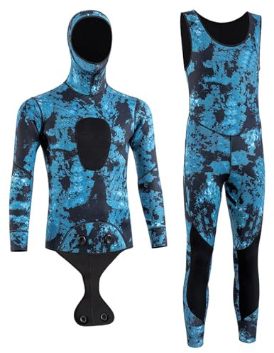 Muta da uomo donne, a maniche lunghe,Muta da Pesca Sub e Apnea in Neoprene 3mm, Due Pezzi,Muta Completa Giacca e Pantalone,Wetsuites, per pesca subacquea, snorkeling, surf, canoa, immersioni subacquee