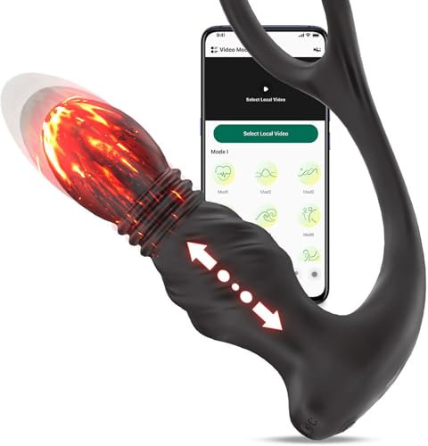 Buntune Analvibratoren APP Prostata Stimulator mit 9 Teleskopmodi und Vibrationsmodi Analplug Dildo Vibrator mit Penisring Prostata Stimulation Buttplug Anus Massagegerät Sexspielzeug für Männer Paare
