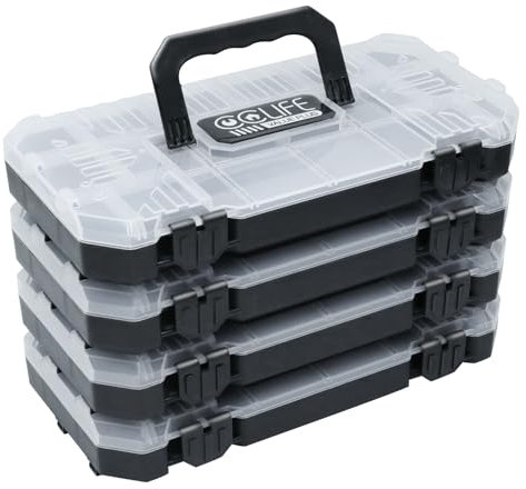 CCLIFE 4tlg Sortimentskasten Unterteilt und Stapelbar Transparent Werkzeug-Organizer (29,5 x 15,5 x 20 cm, Innenteiler Entnehmbare) Sortimentskoffer