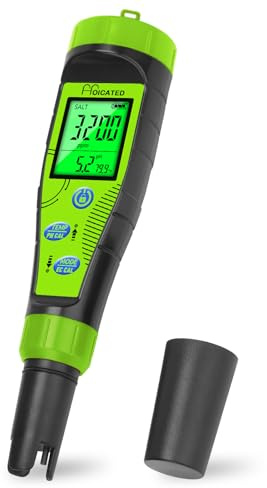 HOICATED Digital Pool Salt Tester for Swimming Pool Large Simultaneous Screen Salinity pH Meter for Koi Pond Aquarium Fish Tank Hot Tub EC Tester for Indoor Garden Hydroponics Water Quality Tester