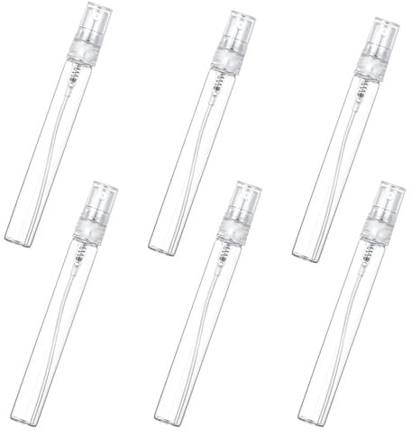leersao 6 Stück Mini Parfüm Nachfüllbar 5ml Parfümzerstäuber Leere Sprühflaschen Travel Spray Container Kunststoff Duft Pumpe Fall Tragbare Parfüm Sprühflasche für Reisen Ausgehen