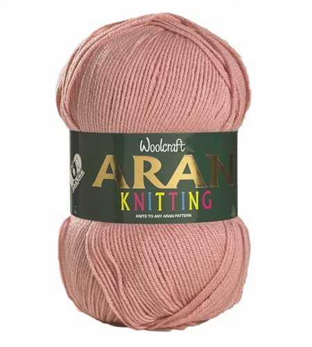 WoolCraft Acrylic Aran 400g Knitting & Crochet Yarn, Great Value 100% Acrylic Yarn, Choose from 25 Shades, 800 Metres, 400g Balls, Single Ball, Dusky Pink