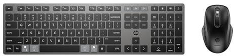 HP 720 Kabellose Tastatur und Maus Set – Wiederaufladbar, Multi-Device, QWERTZ Deutsches Layout, Bluetooth & 2,4 GHz, schnelles Laden, ergonomisch, für Windows, macOS, ChromeOS, Schwarz