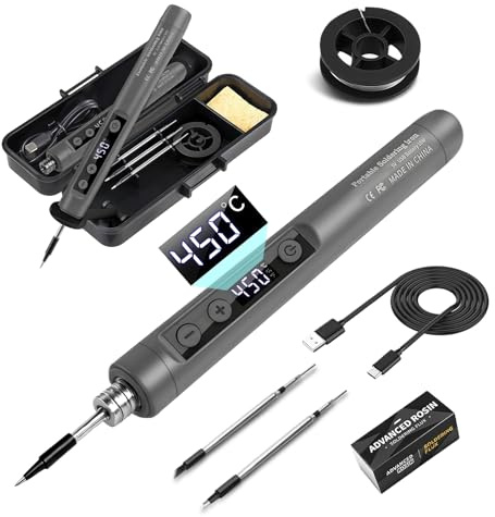 Flintronic Kit saldatore, Senza fili, Set Di Saldatore A Batteria Ricaricabile USB con LCD, per Riparazioni Elettroniche, Creazione di Gioielli, Progetti fai da t