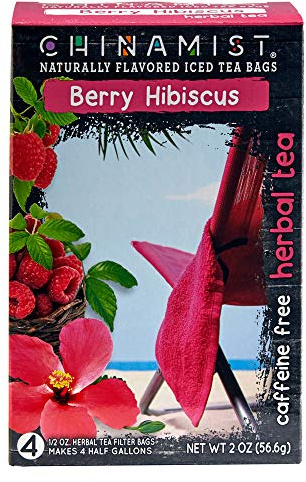 China Mist Iced Tea – Berry Hibiscus Herbal Tea Infusion – Refreshing and Delicious – Each Tea Bag Yields 1/2 Gallon – 4 bags.