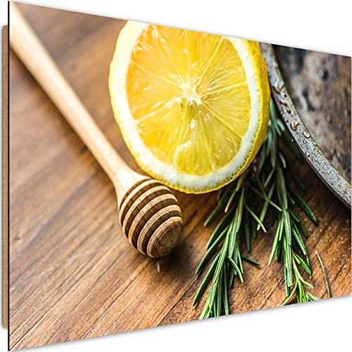 Feeby Bilder Küche Deco Panel Wand Kunstdruck Zitrone Früchte Gelb 60x40 cm