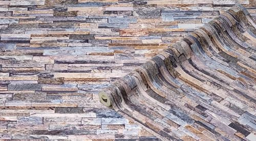 d-c-fix Ceramics Wall Covering - Wall Wallpaper Tile Mirror Wallpaper Design Renovation Upcycling Wall Kitchen Bathroom Bedroom Living Room Laundry Room - Stone Wall Blue/Grey 67.5 cm x 4 m