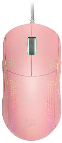 Mars Gaming MMPROP Rosa, Ultra-Leichtgewicht Maus für Beidhänder, RGB Chroma, Optisch 32K DPI