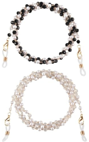 Zeayebsr Cordones para gafas de perlas, 2 piezas Colgantes Para Mascarillas Cadenas y Cordones de Gafas Para Mujer Cadena de Gafas Mujer Soportes Para Gafas Cordones para el Cuello Para Gafas