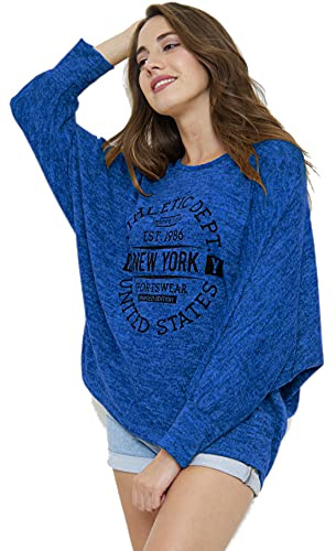 Van Der Rich ® - Jersey Oversize Estampado NY - Mujer (NY-Eléctrico, L-XL)