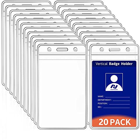 VOVIGGOL 20 Stück Kartenhüllen Flexibel und Wasserdicht, Vertikaler Ausweishülle Ausweishalter Kartenhalter oder Namenschilder für Lanyards, Ausweiskartenhalter für Büro Schule