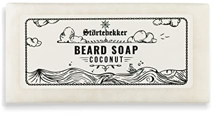 Störtebekker® Premium Bartseife Kokos 80g - Festes Shampoo für die tägliche Bartpflege - Handgefertigte Seife für ergiebigen Schaum - Vegane Bartseife Bartshampoo Herren - Für Bart & Gesicht