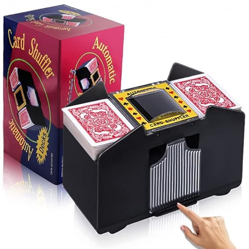 Unniweei Automatischer Kartenmischer 2/4/6 Decks, Elektrischer Batteriebetriebener Shuffler, Casino Kartenspiel für Poker, Home Card Game, UNO, Phase10, Texas Hold'em, Blackjack, Home Party Club Game