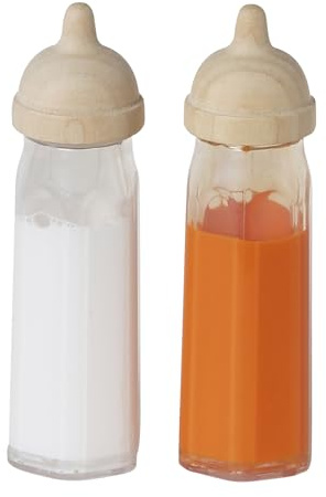 Vertbaudet 2er-Set Puppen-Babyflaschen aus Holz FSC® Natur