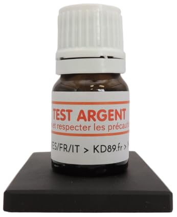 KD89 Test reattivo/soluzione per testare argento, con pietra di paragone naturale e istruzioni multilingue, spatola per gioielli, monete, lingotti, 2,5 ml, KIT1A