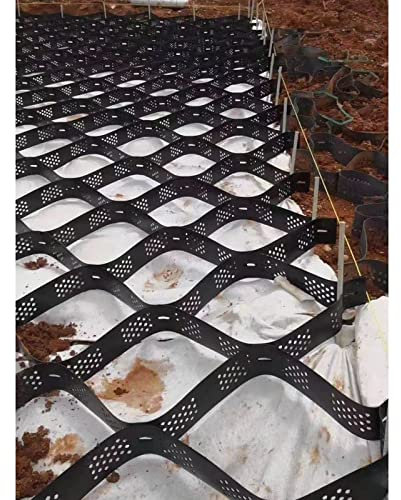 Geogrid Stabilisateur de sol pour allées et allées – Grilles de gravier réutilisables pour pentes raides et sentiers – Couverture de 30 600 m² (1 x 1 m, blanc)