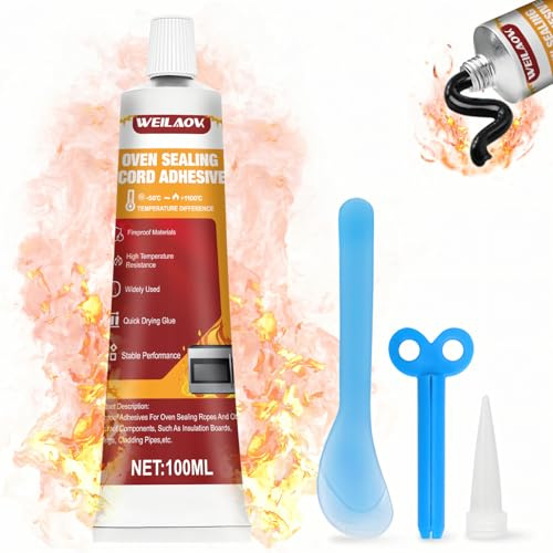 Colle Vitre Four, Colle Haute Temperature Four, Silicone Haute Temperature | Convient pour le Scellement à Haute Température Divers Types Cheminées Poêles, 100 ml, Noi