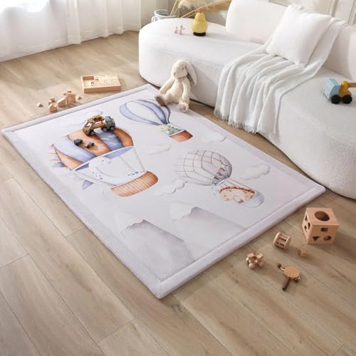 Colchoneta Manta Juegos Bebe 170x120x2,5cm, Globos de Dinosaurios – Tapete Infantil con Memory Foam Manta de Juegos Bebe Antideslizante, Tatami Bebe, Suelos Infantiles