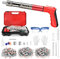 Pistola sparachiodi manuale, pistola sparachiodi a 5 velocità Pistola sparachiodi con 300 giri di chiodi, pistola sparachiodi portatile per calcestruzzo e acciaio, soffitto (Rosso, L)