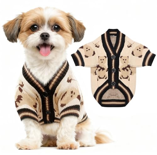Maglioncino Cane Taglia Piccola,Caldo Maglione Cane Taglia Media,Lavorato a Maglia Canes di Piccola,Maglione Maglia per Cucciolo Carino,Maglioncino Gatti, Vestito per Piccolo Cani(Beige/S)