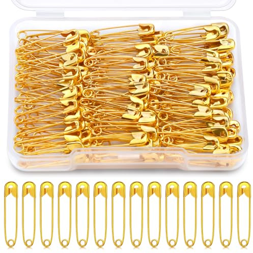 ENCHOL 150 Pcs Gold Safety Pins, 0.7inch (18mm) Small Safety Pins for Clothes, Safety Pin Heavy Duty for Arts, Crafts, DIY Jewellery and Sewing
