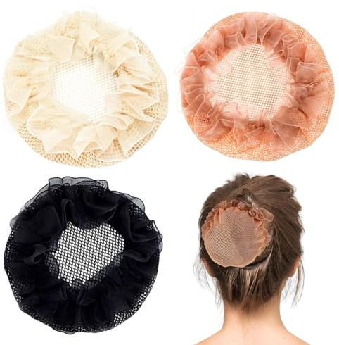 IEBTAWN 6 Redecillas Para El Pelo Y Gomas Para Moños, Redecillas Para El Pelo De Baile, Accesorios De Ballet Para Gimnasia, Actuaciones Y Fiestas De Cumpleaños.