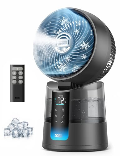DREO TurboCool Misting Fan 516, 5â Drop Cooling Fans that Blow Cold Air