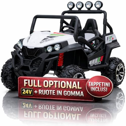 TOYSCAR Macchina Elettrica per Bambini 2 Posti 24V New Polar Sedile Regolabile Auto Elettrica per Bambini Telecomandata Porte Apribili con Ruote in Gomma e TAPPETINI (Bianco)
