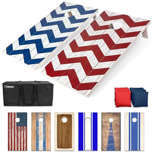 GoSports - Juego de Cornhole diseño de Chevrón de 1,2 x 0,61 m, Incluye Dos Tablas de 1,2 x 0,61 m, 8 Bolsas de Frijoles (pufs) y Funda de Transporte