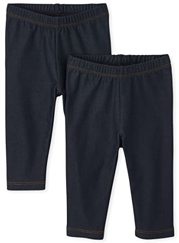 The Children's Place Girls and Toddler Capri Leggings Pants, True Indigo 2 Pack, 4T US