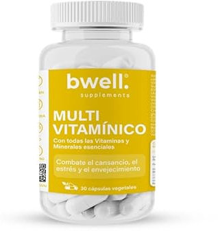 Multivitaminas + Minerales - Vitaminas A + B + C+ D3 + E + Biotina - Magnesio Zinc Calcio - Refuerzo Defensas + Energía - Multivitamínico 30 Cápsulas | BWELL SUPPLEMENTS