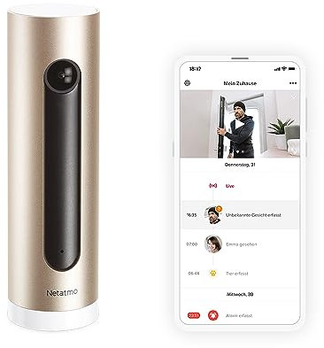 Netatmo Caméra de Surveillance Intérieure Intelligente avec Support Mural, WiFi 2,4 GHz, Détection des Mouvements, Vision Nocturne, Aucun Abonnement, NSC-AMZ, 1920p