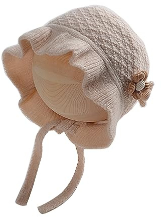Newwyt Cappello da Bambino Lavorato a Maglia in Pizzo da Principessa con Laccetto Regolabile Carino ed Elegante Berretto Invernale Caldo per Ragazze da 1 a 5 Anni Filato di Lana Fibre Acriliche