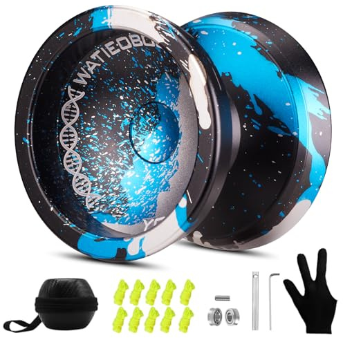 WATIEOBOO C130 yoyo Professional Responsive Yoyo Bearing for Beginner Unresponsive yo yo Bearing for Fingerspin Yoyos Trick yo yo Pro yoyos with Yoyo Accessories -Black Blue Silver