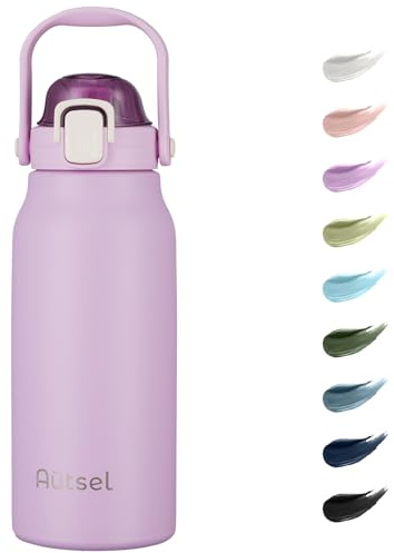 Autsel 1.7 litro Botella Agua Acero Inoxidable Botella Termica con Pajita Deportiva Termo sin BPA con Doble Aislamiento