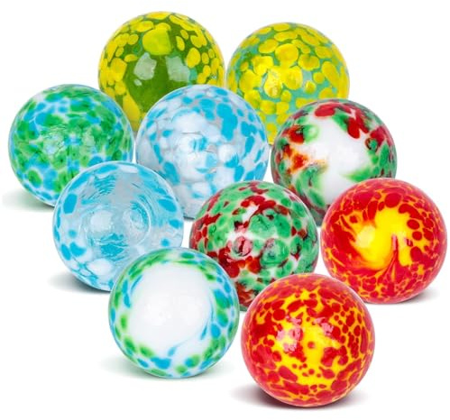 HAKACC 10 Stück Handgefertigte Glaskugeln 2,5 cm, Bunte Dekokugeln mit Mustern, für Tischdeko, Vasen, Sammlung, kreative Wohnaccessoires