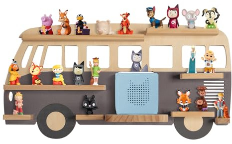 Todeco Étagère magnétique, pour Tonie Box et Tonies, Jusqu'à 20-25 Tonies, Murale Étagère pour boîte à Musique pour Enfant, Bus Gris