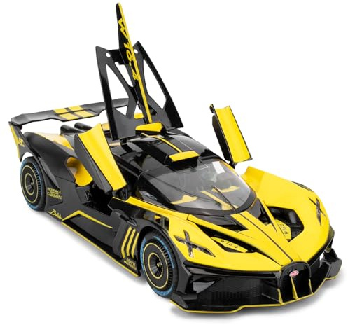 imtfzct 1:24 Bugatti Bolide modellino auto, auto in alluminio pressofuso con funzione di ritorno, auto giocattolo per bambini con luce e suono, giocattolo da collezione, regalo per bambini (giallo)