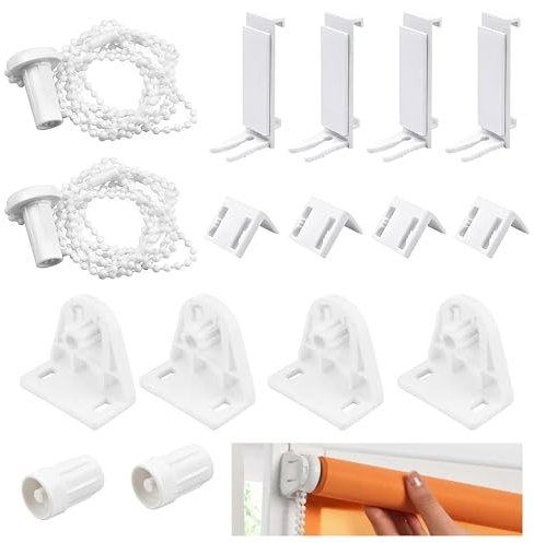 2 Set Weiß Rollo Halterung Fenster 17mm Ersatzteile Rollo Klemmfix Blind Beschläge Set für Klemmfix Verdunkelungsrollo, Seitenzugrollo, Doppelrollo