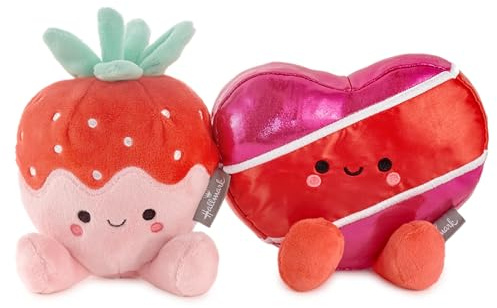 Hallmark Better Together Strawberry and Chocolate Plush Pair, Set of 2 | Soft Polyester, Weighted Body & Feet, Embedded Magnets, Easy to Clean, Great for Birthdays, Anniversaries, Valentine’s Day