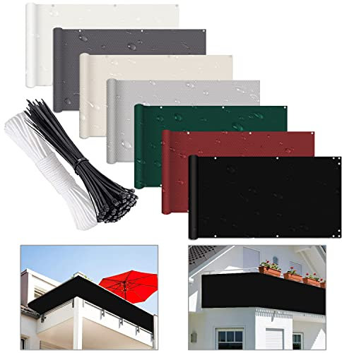 Brise-vue et panneaux de 1,5 x 17,1 m – Pare-soleil coupe-vent avec attaches de câble pour jardin, cour, cour, terrasse, noir