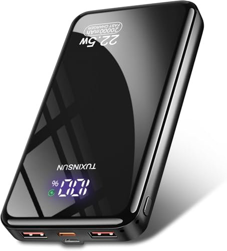 Power Bank 20000mAh, PD3.0 QC4.0 22.5W Fast Charging PD20W USB C PowerBank Portable Charger With LCD Display 3 Outputs & 2 Inputs For Smartphones and Camping