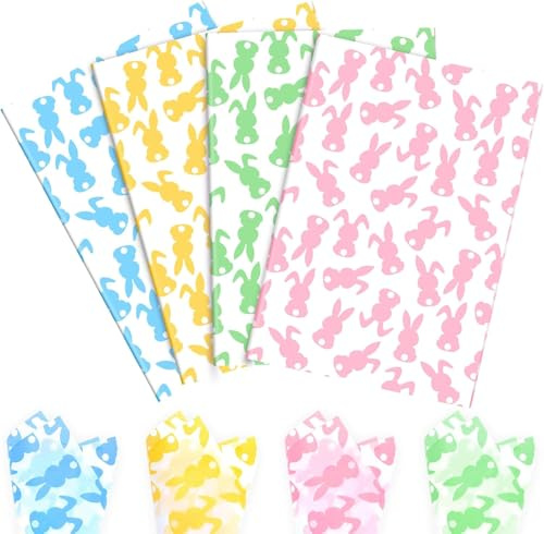 KMLGY 20 Sheets Pastel Bunny Pattern Tissue Paper, 14'' x 20'' Colorful Rabbit Patterns Gift Wrapping Tissue Bunny Art Tissue Paper for Spring Easter Birthday Party Gift Bags