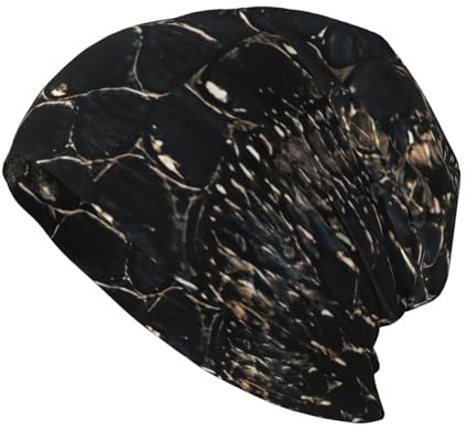 ADAhgu Berretto invernale con stampa a pelle di serpente, morbido, morbido, comodo, caldo, copricapo casual, nero