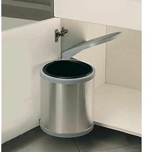 elletipi 1954 Elletipi Ring PPI607/1 Pattumiera Automatica da Anta Sottolavello, Fissaggio Fianco Base, Plastica e Acciaio, 10 L, Grigio, 32 x 27 x 27 cm
