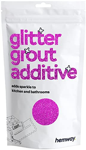 Hemway Glitzer-Zusatzstoff für Mörtel und Fugen, 100 g, für Badezimmer oder Küche, einfache Handhabung, mit Epoxidharz oder Zement basiertem Mörtel vermischen, beständig bei hohen Temperaturen, es läuft keine Farbe aus, Glitzer rostet nicht, rosa