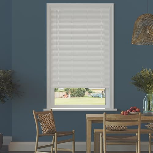 Cordless Room Darkening Mini Blinds for Indoor Windows - 18 W x 60 L - White, Over 1,400 Custom Sizes Starting at 9.97, 1 Vinyl Slats, Horizontal Window Blinds by Lumino
