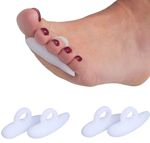 PEDIMEND Silicone Gel Hammer Toe Crest Pads - 4 Pieces | Claw Crooked Mallet Toes Props Straightener Corrector | Under Toe Support | Orthopedic Metatarsal Rings (White)