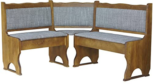 k koma Banco esquinero tapizado de madera maciza de pino en color roble con acolchado, color beige (100 x 120 cm)